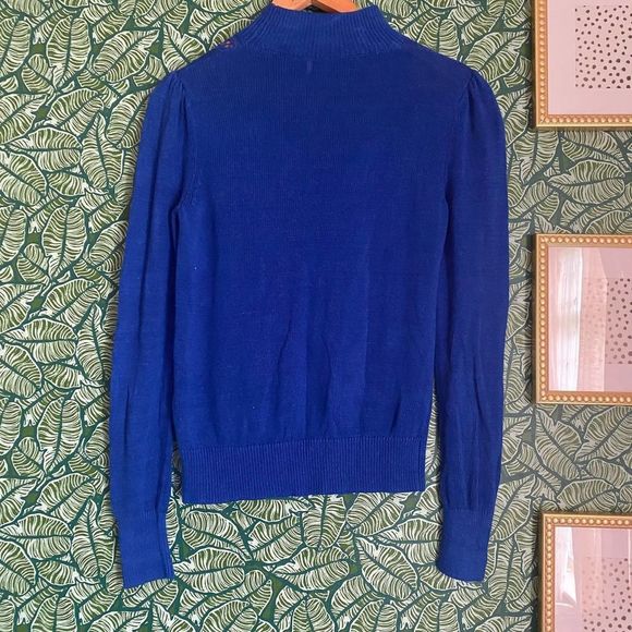 Free People | Mock Turtleneck Pointelle Knit Blue Sweater XS - Picture 5 of 6